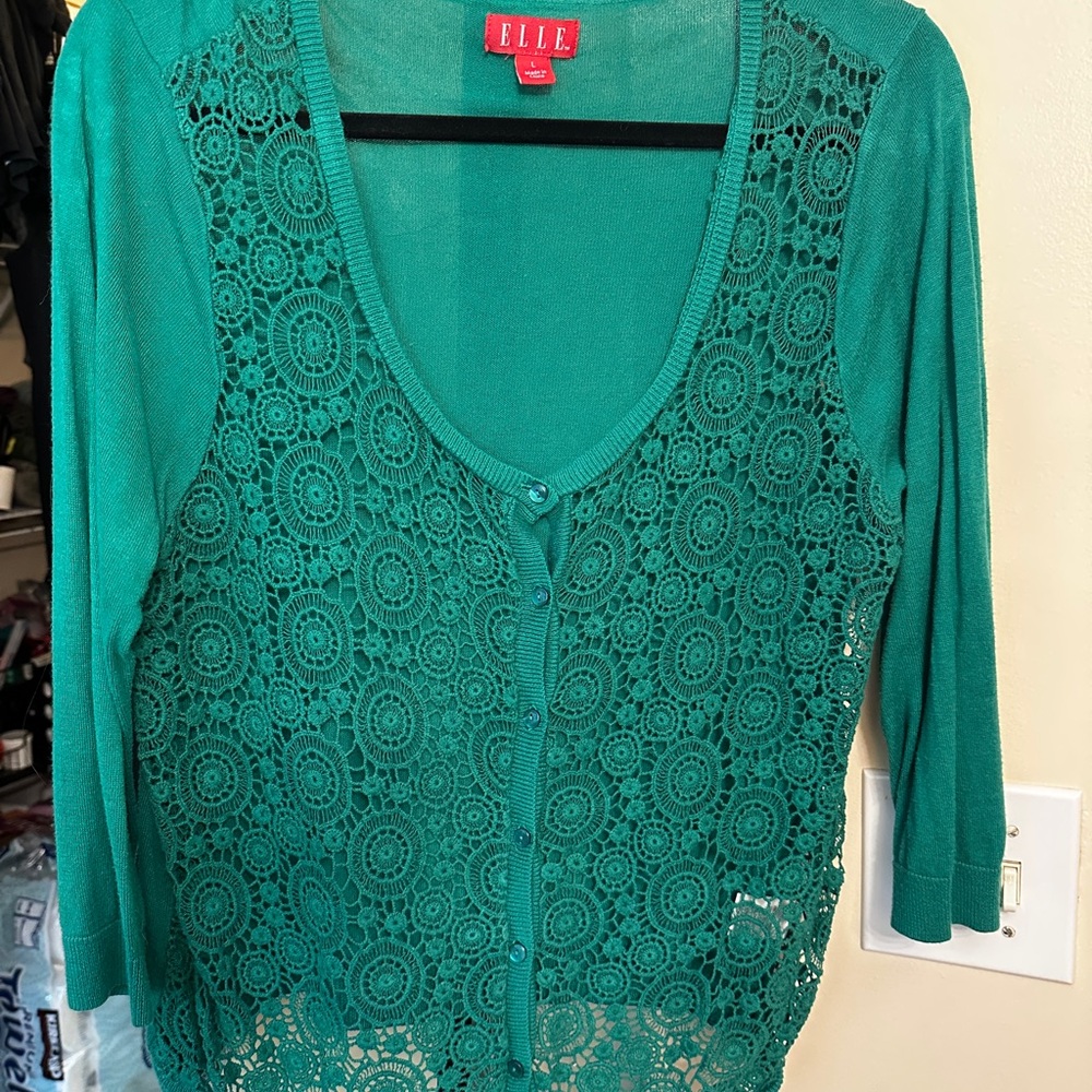 Elle Teal Lace Knitwear
